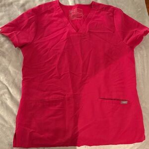 Figs Vivid Pink Scrub Top